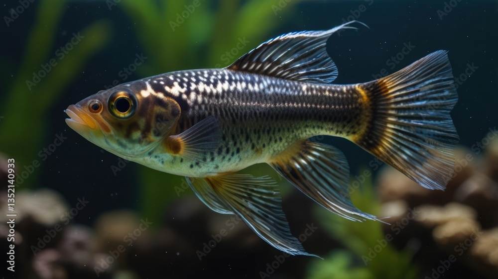 Aquatic fish, side profile Aquatic fish, side profile