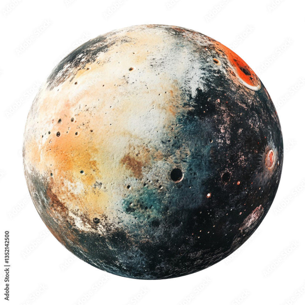 Naklejka premium Icy Planet Pluto Surface Texture and Craters,