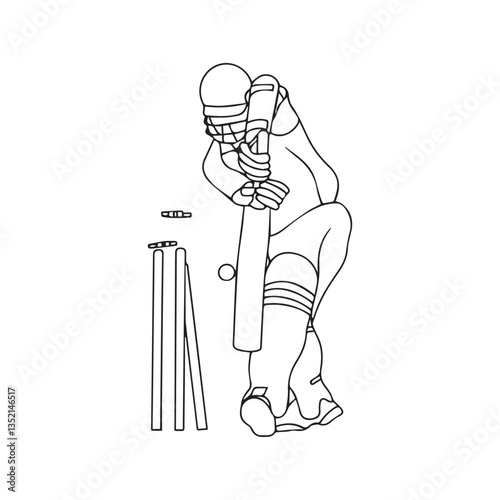 Dynamic Cricket Sport, One Line Drawing of Cricketer in Action. Two batsman line drawing illustration. hand drawn continuous one line cartoon doodle sketch drawing clip art of cricketer. Partnership