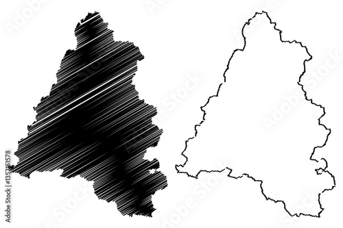 Bihor County (Administrative divisions of Romania, Nord-Vest development region) map vector illustration, scribble sketch Bihor map