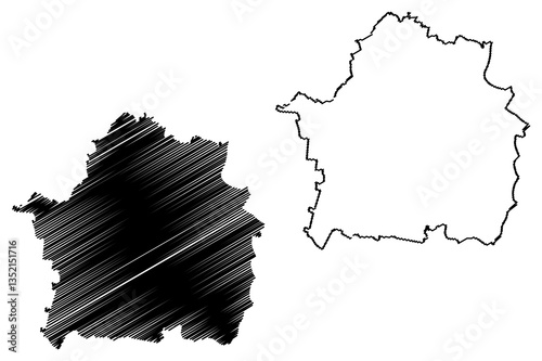 Braila County (Administrative divisions of Romania, Sud-Est development region) map vector illustration, scribble sketch Braila map
