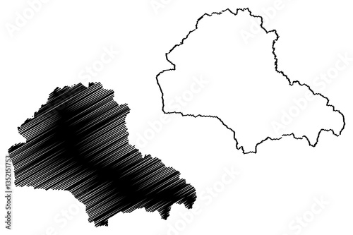 Brasov County (Administrative divisions of Romania, Centru development region) map vector illustration, scribble sketch Brasov map