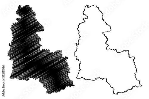 Sumy Oblast (Administrative divisions of Ukraine, Oblasts of Ukraine) map vector illustration, scribble sketch Sumshchyna map