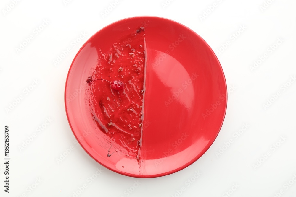 Fototapeta premium One dirty plate isolated on white, top view