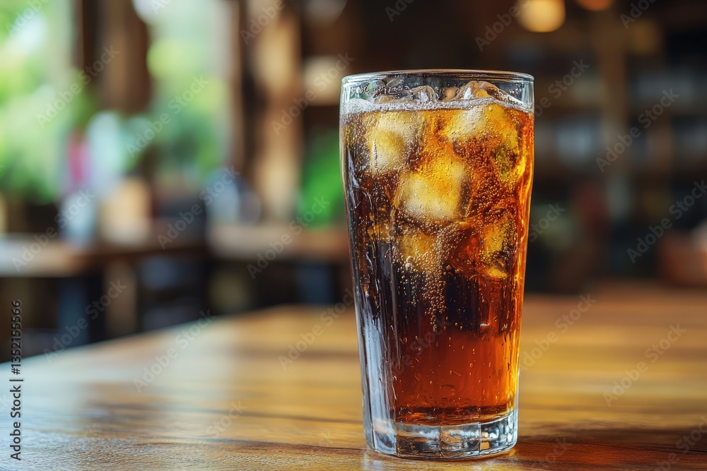 A refreshing glass of cold beverage with ice cubes A refreshing glass of cold beverage with ice cubes