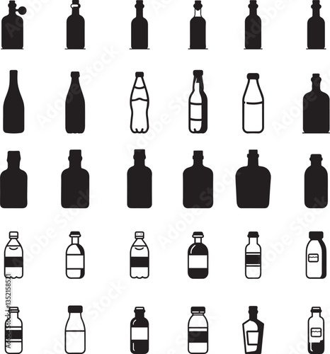 Various Beverage Bottle and Container Silhouettes