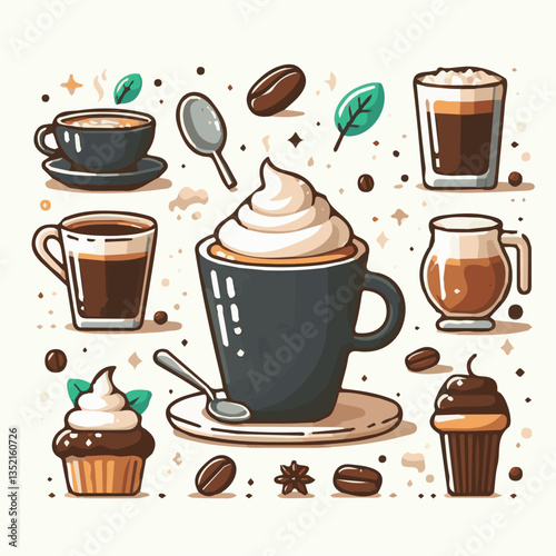 drink, coffee, cup, beverage, espresso, cafe, mug, morning, aroma, background, hot, food, breakfast, caffeine, design, closeup, dark, brown, black, restaurant, mocha, icon, vector, break, cappuccino, 