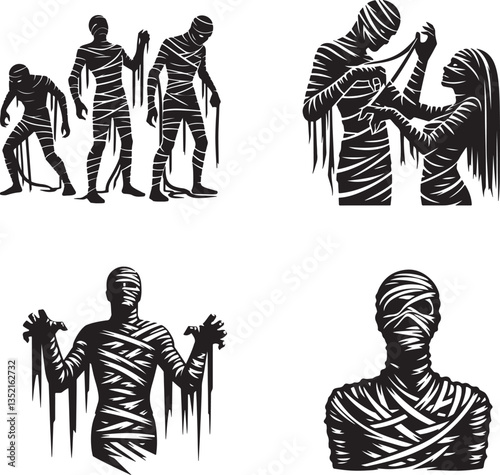 set of mummy silhouettes