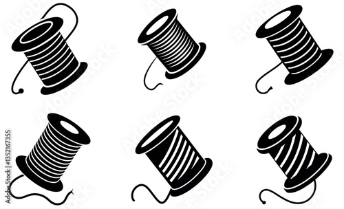 Spool of Thread Icon set design on a white background