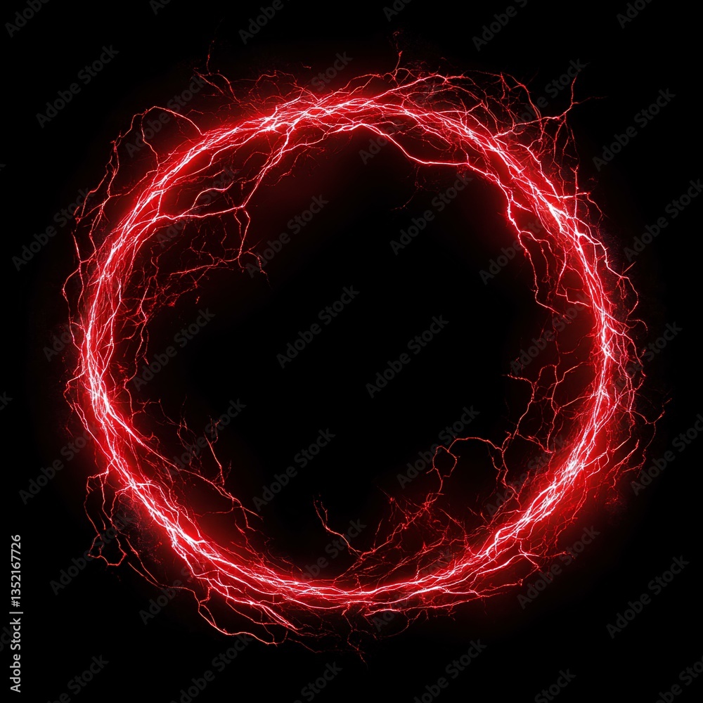 Naklejka premium Red Electric Circle on Black Background