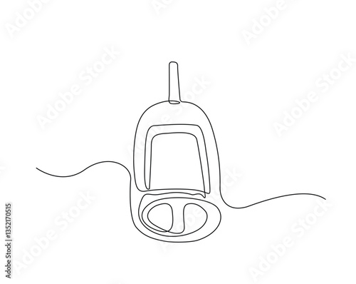 One continuous line drawing of Blood glucose meter test illustration. glucometer pharmacy equipment outline.