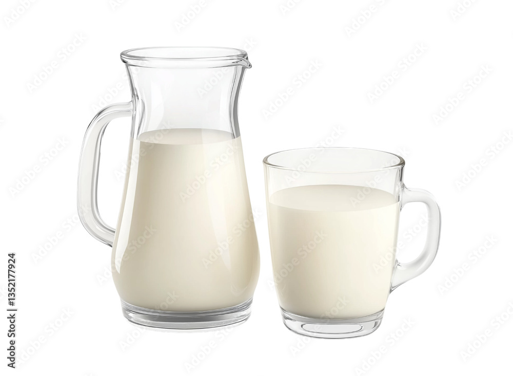 Fresh Milk in a glass and jug on Png Format and Transparent Background Fresh Milk in a glass and jug on Png Format and Transparent Background