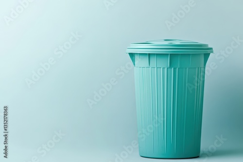 Wallpaper Mural A solid teal plastic trash receptacle with a matching lid Torontodigital.ca