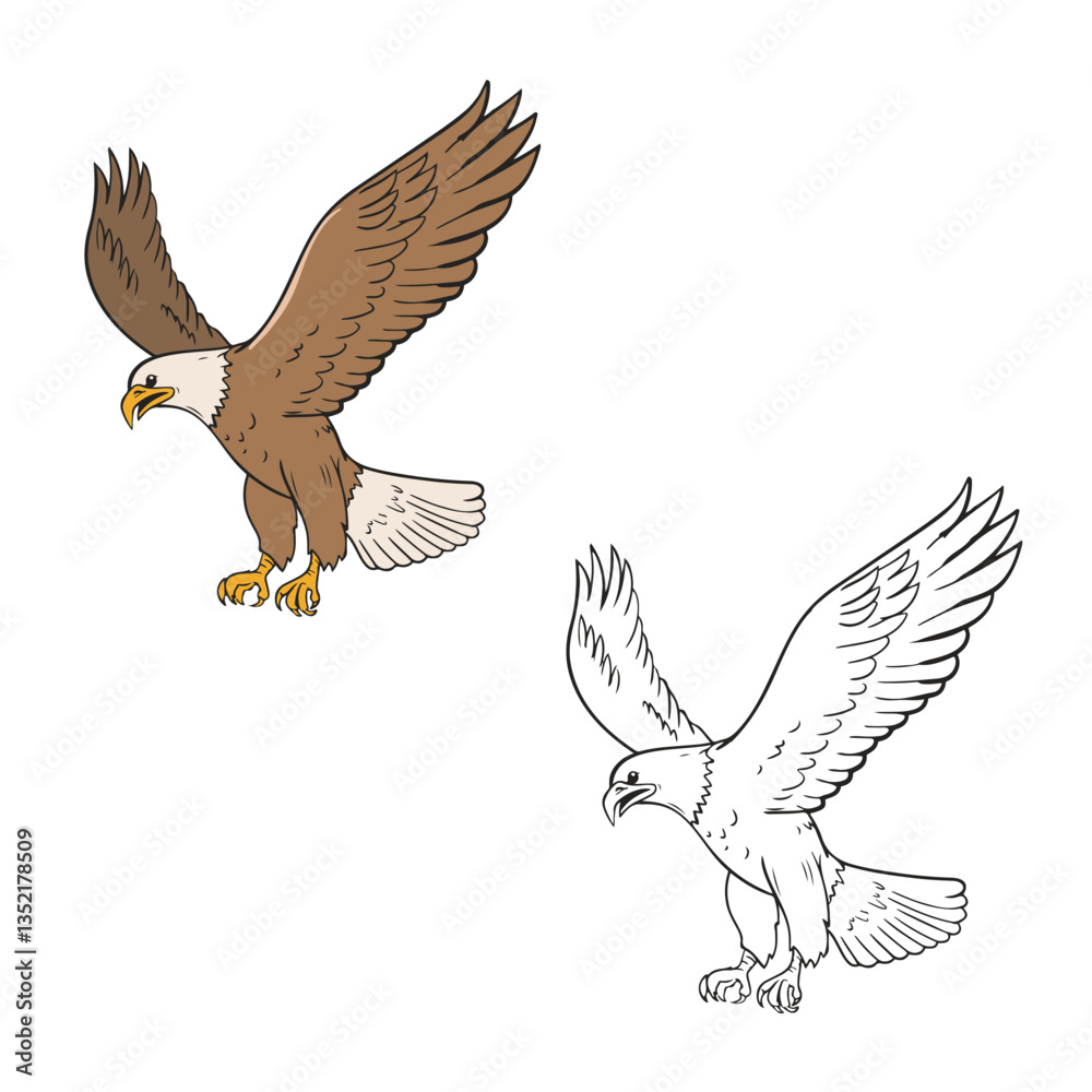 Obraz premium eagle isolated on white background. Hand drawn. Realistic, detailed, easy to edit. Vector illustration