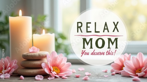 Relaxing mother's day spa setup at home peaceful ambience flowers and candles for moms well-being