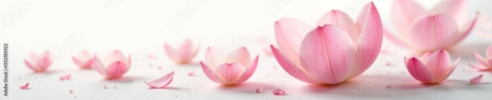 Delicate petals unfolding on a crisp white background, nature, garden Delicate petals unfolding on a crisp white background, nature, garden