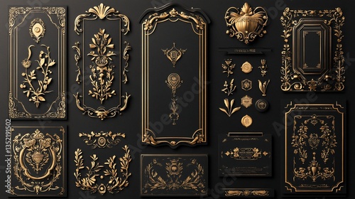 Elegant Gold Baroque Design Elements Set