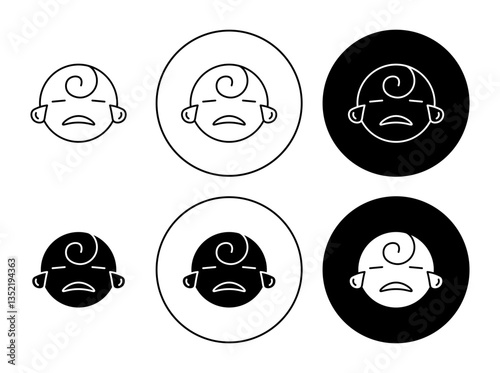 Anti colic baby cry icon editable vector set