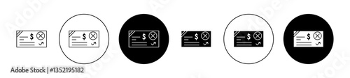 Bounced check icon editable vector set