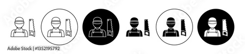 Carpenter worker icon editable vector set