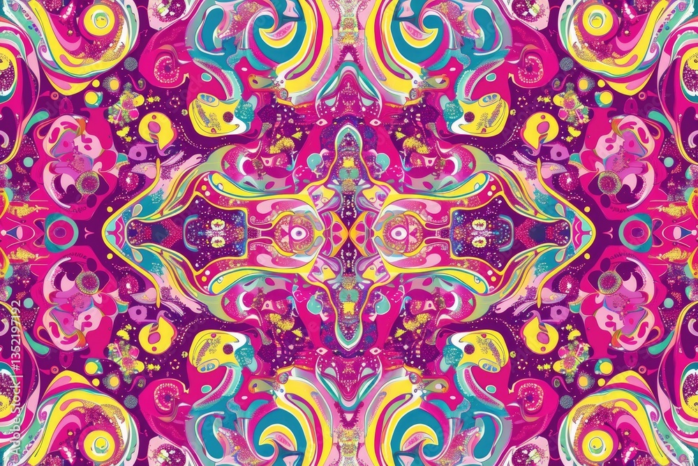 The abstract picture of the liquid pink colour is mixing with the other colour to create pattern, mixing colors involves combining different hues to create new shades or tones for art design. AIG51.