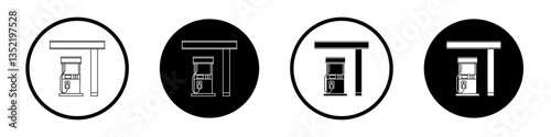Gas station icon editable vector set