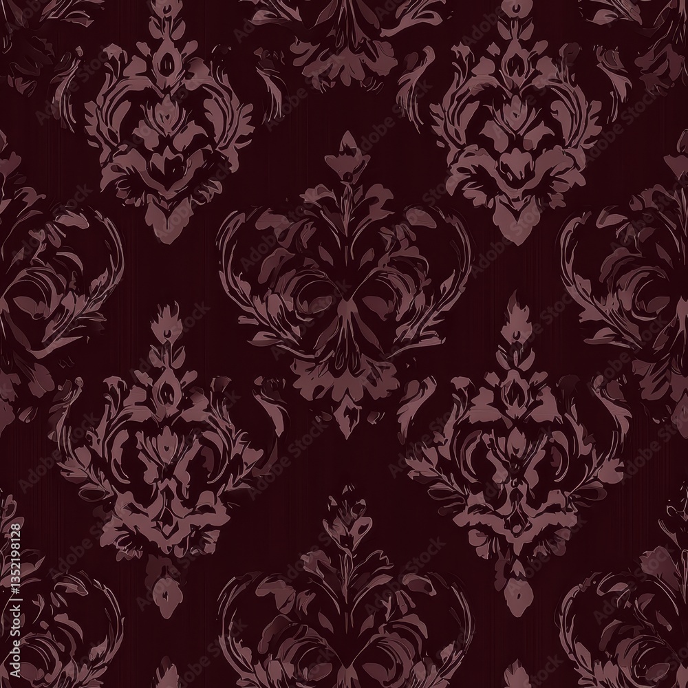 A luxurious, dark background featuring a repeating damask pattern in shades of deep burgundy, creating an elegant and sophisticated aesthetic. A luxurious, dark background featuring a repeating damask pattern in shades of deep burgundy, creating an elegant and sophisticated aesthetic.