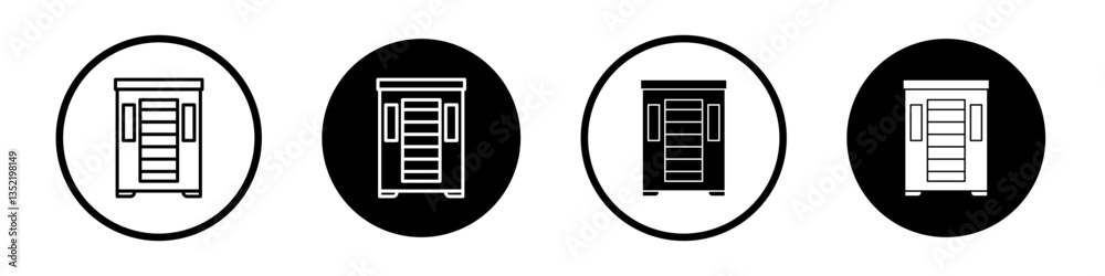 Infrared heat cabin icons symbol. Flat and line design style. Infrared heat cabin icons symbol. Flat and line design style.