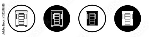 Infrared heat cabin icons symbol. Flat and line design style.