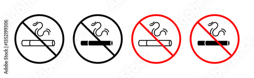 No smoking icon editable vector set