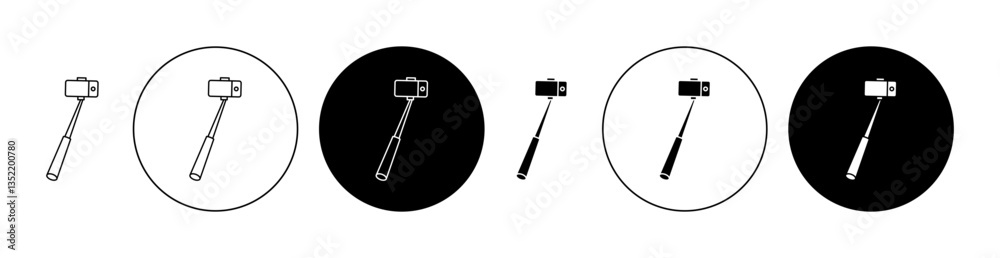 Selfie stick icon editable vector set Selfie stick icon editable vector set