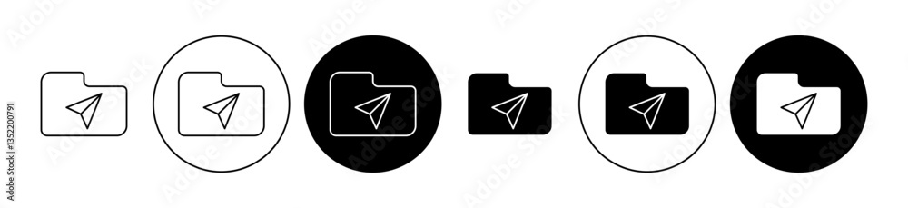 Share folder line icon editable vector set Share folder line icon editable vector set