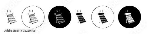 Solar Water Heater icon editable vector set