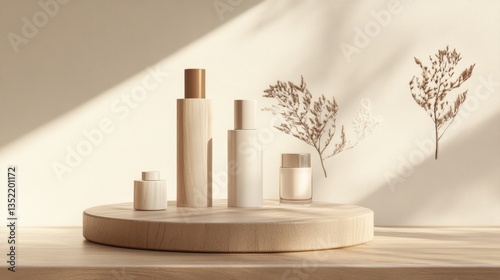 Wallpaper Mural Natural cosmetic display with sunlight and dried flowers Torontodigital.ca