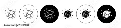 Space junk icon editable vector set