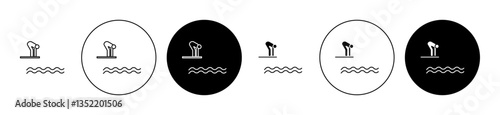 swimmer jumping icon editable vector set