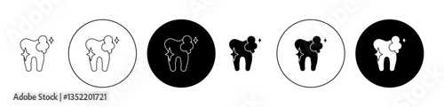 Tooth cleaning icon editable vector set