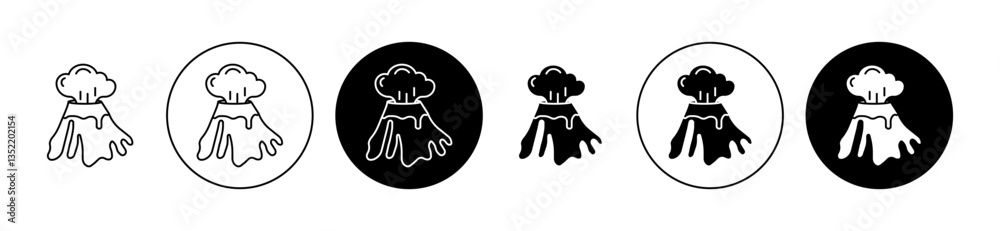 Volcano eruption icon editable vector set