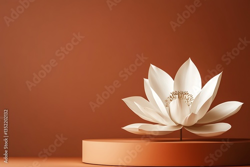 Delicate White Lotus on a Terracotta Display