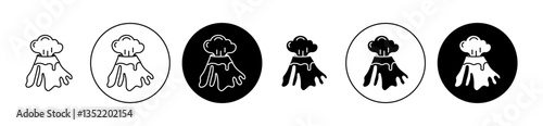 Volcano eruption icon editable vector set