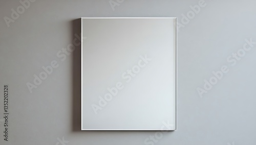 Empty White Frame on a Wall with Natural Light and Shadows