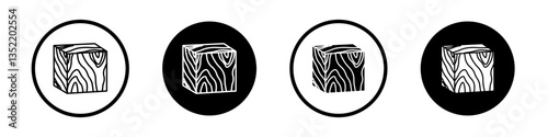 Wooden block icon editable vector set