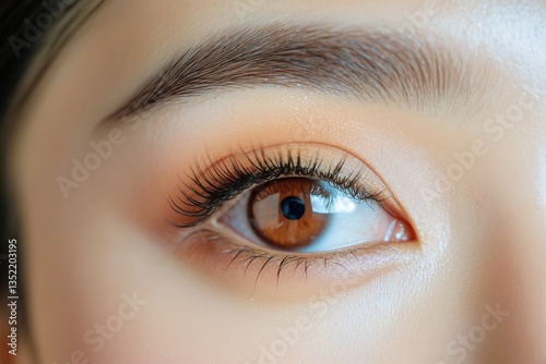 Close-up View of a Persons Eye Showcasing Natural Beauty and Detailed Eyelash...