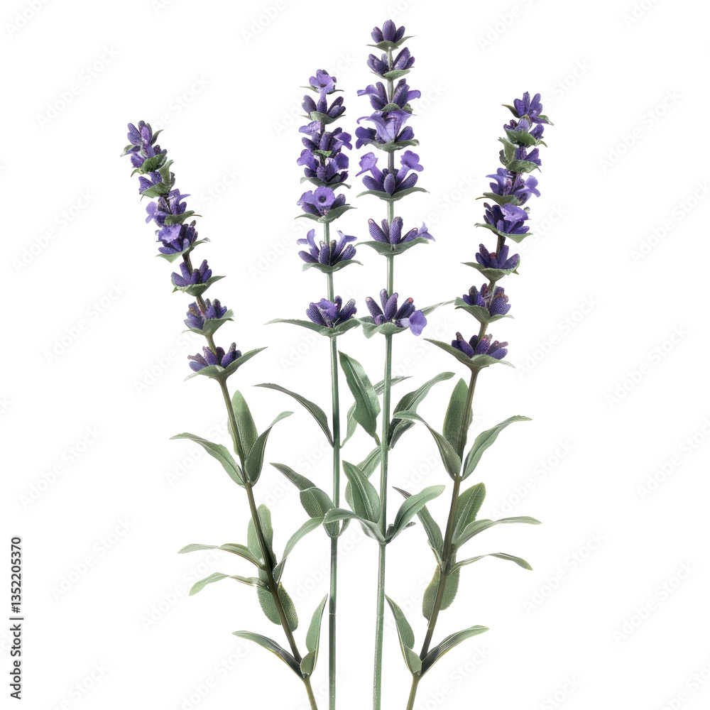Naklejka premium Lavender flower front view full length isolate on transparency background