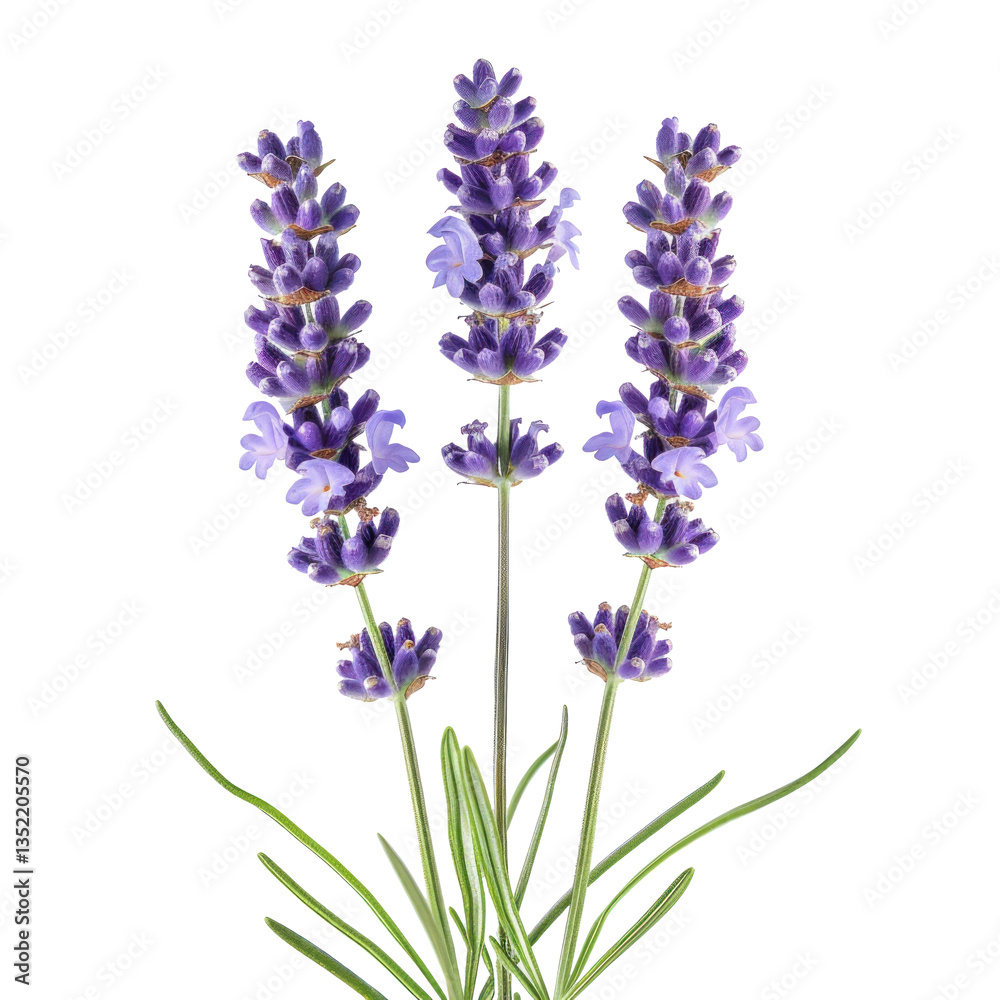 Naklejka premium Lavender flower front view full length isolate on transparency background