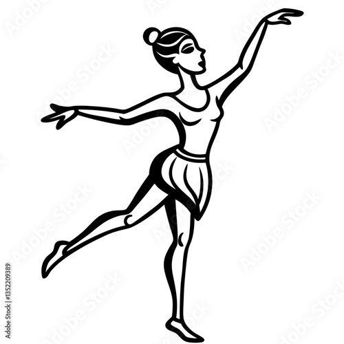 A silhouette of a dancer in a classical pose, with arms elegantly raised in a graceful, poised manner