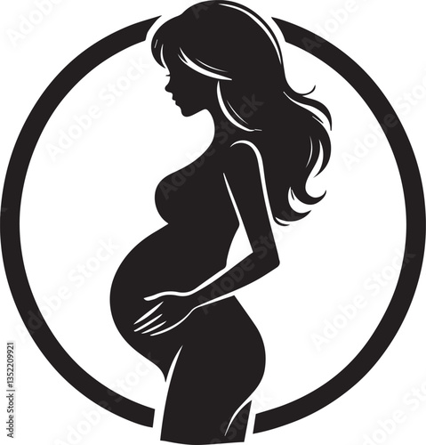 silhouette of pregnant woman vector, woman silhouette vector, glass of woman vector isolated on white background