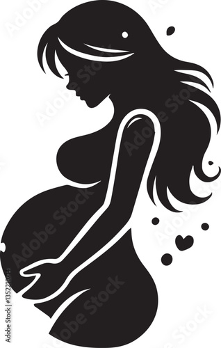 silhouette of pregnant woman vector, woman silhouette vector, glass of woman vector isolated on white background
