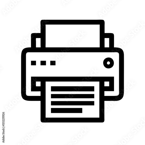 Printer Icon – Black and White Print Symbol for UI/UX