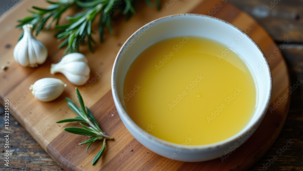 Beef tallow rendered and ready to use, with fresh garlic cloves for flavoring. Beef tallow rendered and ready to use, with fresh garlic cloves for flavoring.